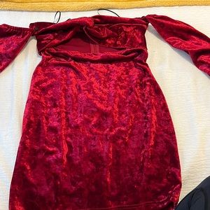 SUEDE OFF THE SHOULDER DRESS